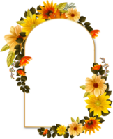 Yellow Autumn Rustic Floral Frame png