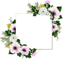 White Pink Rustic Floral Frame png