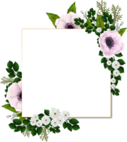 White Pink Rustic Floral Frame png