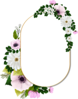 White Pink Rustic Floral Frame png