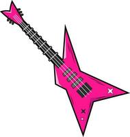 Rock guitar in the style of emo, glamorous rock in trendy 2000s y2k colors black with acid pink on transparent background vector