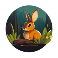 AI Generative Cute Cartoon Style Rabbit Bunny No Background Image Applicable to any Context Perfect for Print on demand Merchandise png