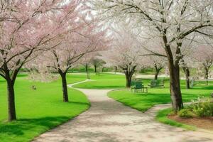 hermosa paisaje parque con arboles y Dom. vistoso follaje en el parque. Pro foto