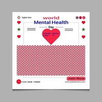 world mental health day social media post template vector