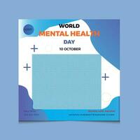 world mental health day social media template vector