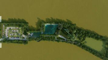 Luxury resort exterior design 3D rendered architectural design Arial view 3D rendering photo