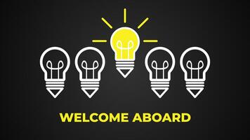 Welcome Aboard with light bulb illustration. Business concept, strategy, plan, planning. photo