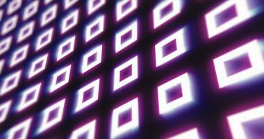 Abstract purple pattern of glowing geometric squares loop futuristic hi-tech black background photo