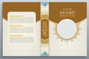 Arabic islamic style book cover design with arabic pattern and ornaments vector