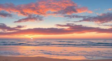 . - Showcasing The Vibrant Hues of The Sky as it Melts into The Tranquil Waters photo