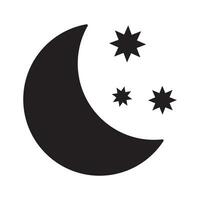 Crescent moon with stars icon on white background. Night icon. Crescent moon icon. Minimalist style. vector