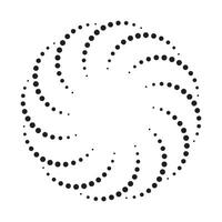 Dotted spiral vortex design element, vector illustration.