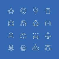 Infrastructure and amenities outline full icon set. vector