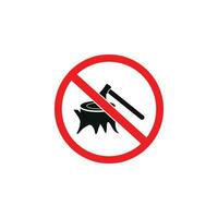 Stop Deforestation Icon. With Ben, Axe and Tree Root Symbols. Editable Flat Vector Illustration.