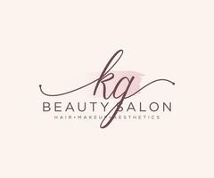 Initial KG feminine logo collections template. handwriting logo of initial signature, wedding, fashion, jewerly, boutique, floral and botanical with creative template for any company or business. vector