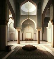 AI Generated. AI Generative - Sacred Tranquility - Capturing Islamic Spirituality in a Mosque Interior photo