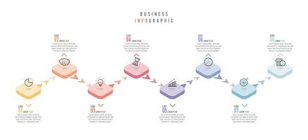 plantilla de infografía vectorial con etiqueta de papel 3d, círculos integrados. concepto de negocio con 8 opciones. para contenido, diagrama, diagrama de flujo, pasos, partes, infografías de línea de tiempo, flujo de trabajo, gráfico. vector