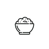 Rice bowl line icon isolated on white background vector