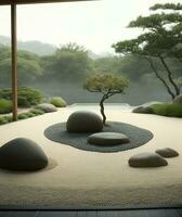 AI Generated. AI Generative - Zen Garden Serenity - Tranquil Oasis of Contemplation and Balance photo