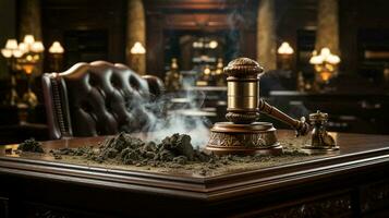 Judge's gavel. Judicial system justice and corruption concept photo