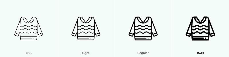 suéter icono. delgado, luz, regular y negrita estilo diseño aislado en blanco antecedentes vector
