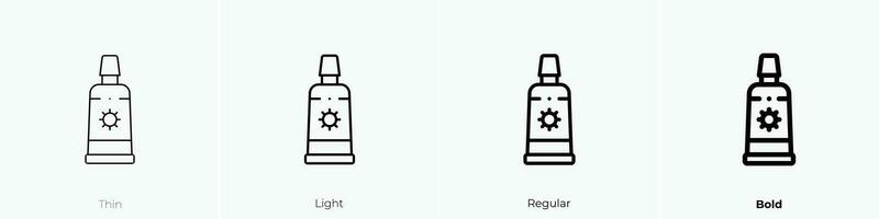 sun cream icon. Thin, Light, Regular And Bold style design isolated on white background vector
