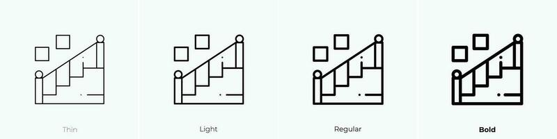 stairs icon. Thin, Light, Regular And Bold style design isolated on white background vector