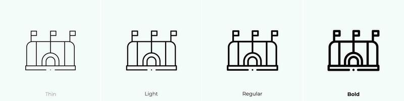 estadio icono. delgado, luz, regular y negrita estilo diseño aislado en blanco antecedentes vector