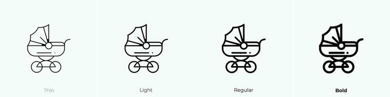 stroller icon. Thin, Light, Regular And Bold style design isolated on white background vector