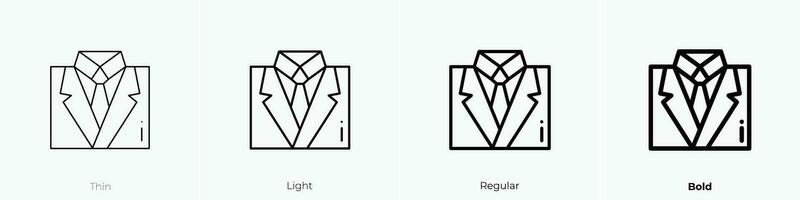 suit icon. Thin, Light, Regular And Bold style design isolated on white background vector