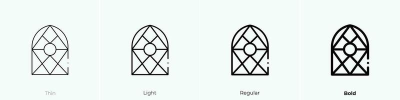 stained glass window icon. Thin, Light, Regular And Bold style design isolated on white background vector