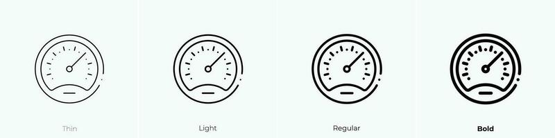 tachometer icon. Thin, Light, Regular And Bold style design isolated on white background vector