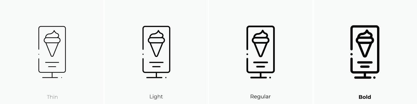 standee icon. Thin, Light, Regular And Bold style design isolated on white background vector