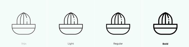 exprimidor icono. delgado, luz, regular y negrita estilo diseño aislado en blanco antecedentes vector