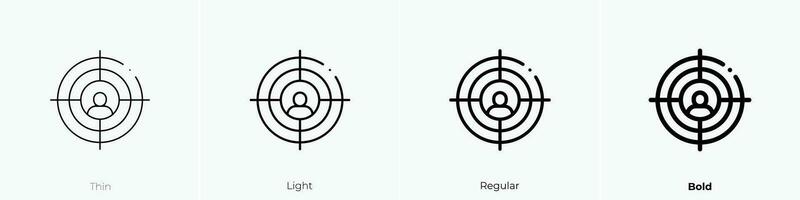 target icon. Thin, Light, Regular And Bold style design isolated on white background vector