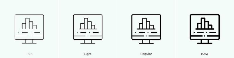 statistics icon. Thin, Light, Regular And Bold style design isolated on white background vector