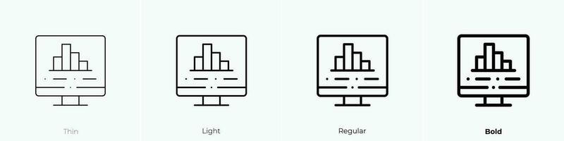 statistics icon. Thin, Light, Regular And Bold style design isolated on white background vector