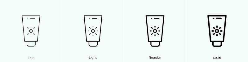 suncream icon. Thin, Light, Regular And Bold style design isolated on white background vector
