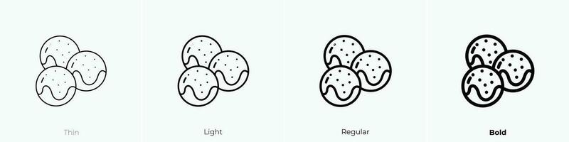 takoyaki icon. Thin, Light, Regular And Bold style design isolated on white background vector