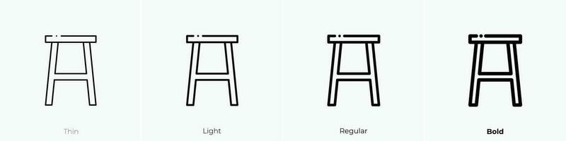 stool icon. Thin, Light, Regular And Bold style design isolated on white background vector