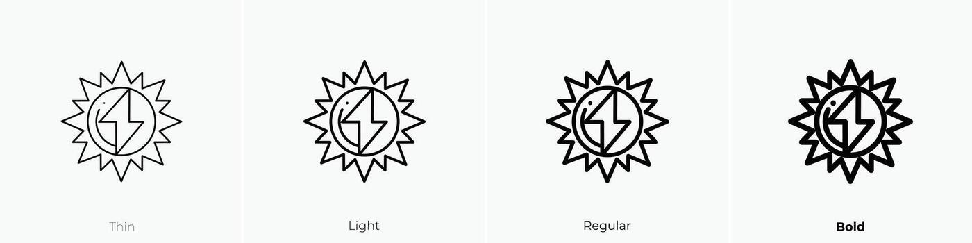sun 2 icon. Thin, Light, Regular And Bold style design isolated on white background vector