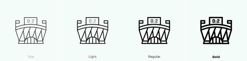 estadio icono. delgado, luz, regular y negrita estilo diseño aislado en blanco antecedentes vector