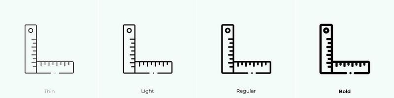 square ruler icon. Thin, Light, Regular And Bold style design isolated on white background vector