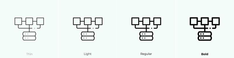 estructurado datos icono. delgado, luz, regular y negrita estilo diseño aislado en blanco antecedentes vector