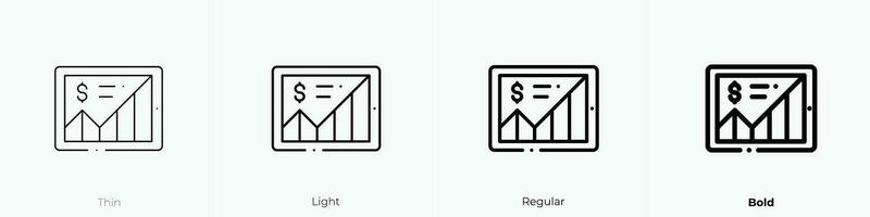 Estadísticas icono. delgado, luz, regular y negrita estilo diseño aislado en blanco antecedentes vector