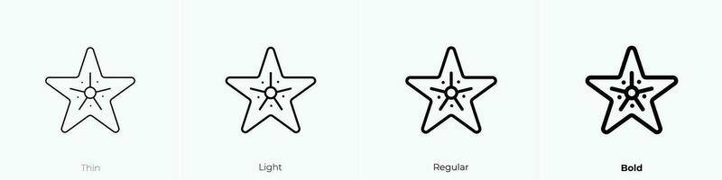 estrella de mar icono. delgado, luz, regular y negrita estilo diseño aislado en blanco antecedentes vector