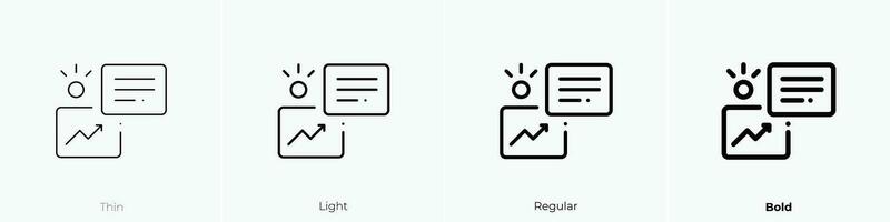 Estadísticas icono. delgado, luz, regular y negrita estilo diseño aislado en blanco antecedentes vector