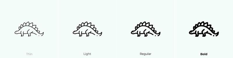 stegosaurus icon. Thin, Light, Regular And Bold style design isolated on white background vector