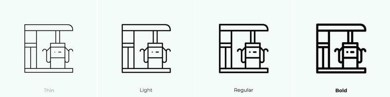 estación icono. delgado, luz, regular y negrita estilo diseño aislado en blanco antecedentes vector