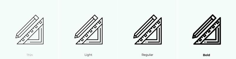 cuadrado icono. delgado, luz, regular y negrita estilo diseño aislado en blanco antecedentes vector